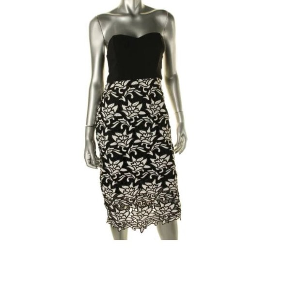 J.O.A Black and White Lace Strapless Dress - Picture 1 of 2